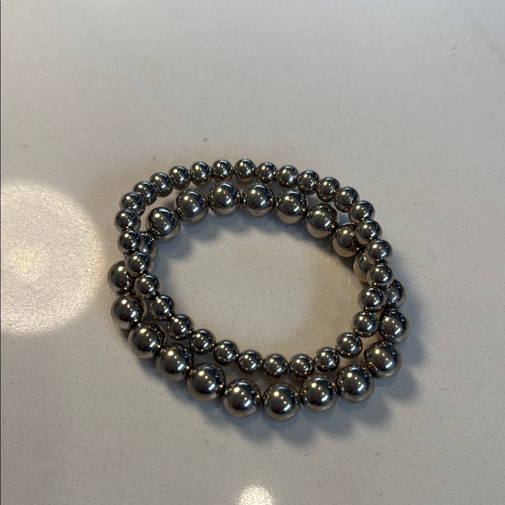 Silver beaded bracelets